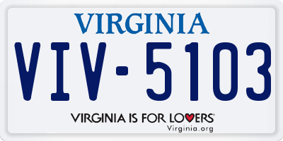 VA license plate VIV5103