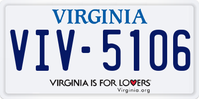 VA license plate VIV5106