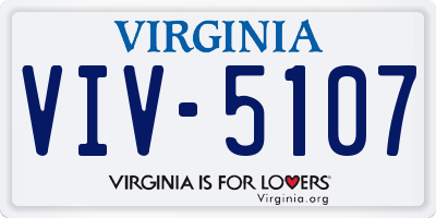 VA license plate VIV5107