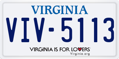 VA license plate VIV5113