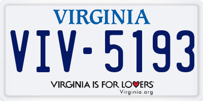 VA license plate VIV5193
