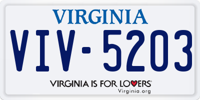 VA license plate VIV5203
