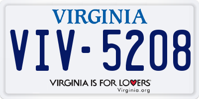 VA license plate VIV5208