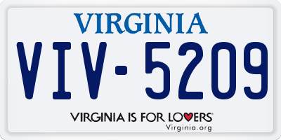 VA license plate VIV5209
