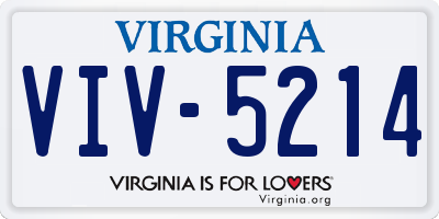 VA license plate VIV5214