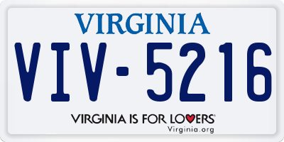 VA license plate VIV5216