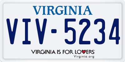 VA license plate VIV5234