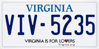 VA license plate VIV5235