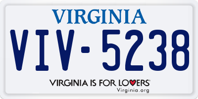 VA license plate VIV5238
