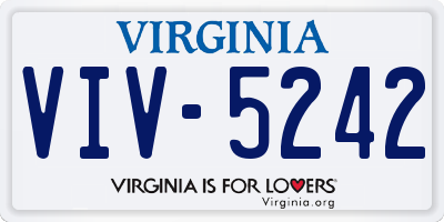VA license plate VIV5242
