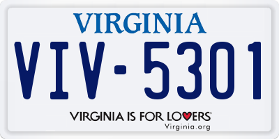 VA license plate VIV5301