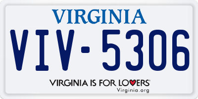 VA license plate VIV5306