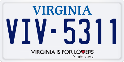 VA license plate VIV5311