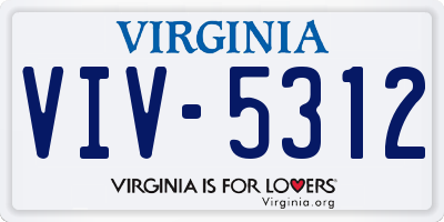 VA license plate VIV5312