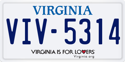VA license plate VIV5314