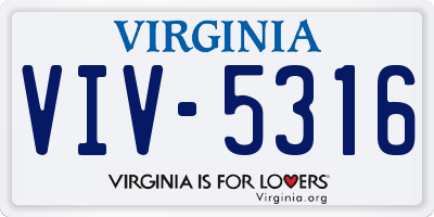 VA license plate VIV5316