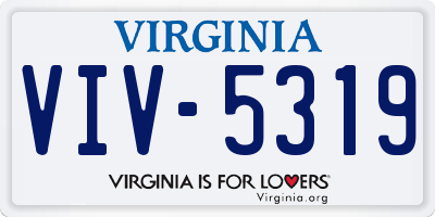 VA license plate VIV5319