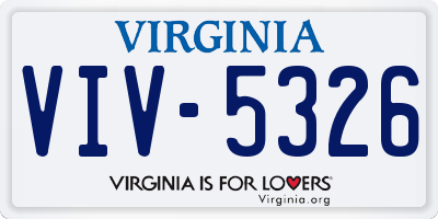 VA license plate VIV5326