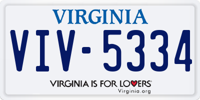 VA license plate VIV5334