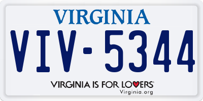VA license plate VIV5344