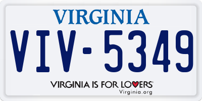 VA license plate VIV5349