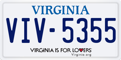 VA license plate VIV5355