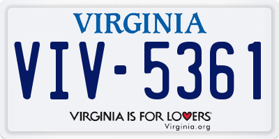 VA license plate VIV5361