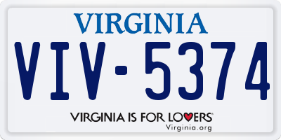 VA license plate VIV5374