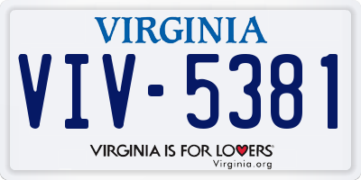 VA license plate VIV5381