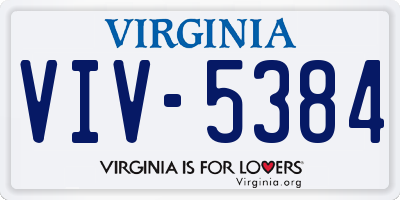 VA license plate VIV5384