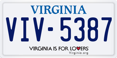 VA license plate VIV5387