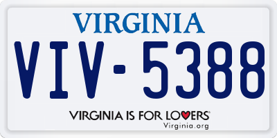 VA license plate VIV5388