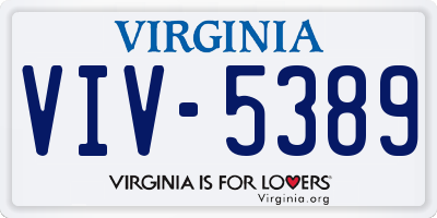 VA license plate VIV5389