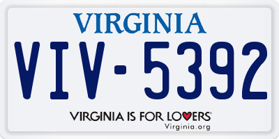 VA license plate VIV5392