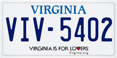 VA license plate VIV5402