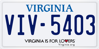VA license plate VIV5403