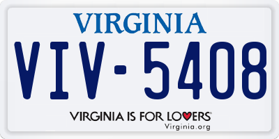 VA license plate VIV5408