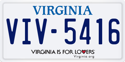 VA license plate VIV5416