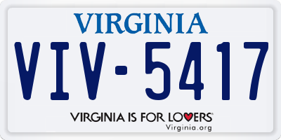VA license plate VIV5417
