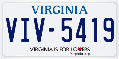 VA license plate VIV5419