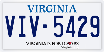 VA license plate VIV5429