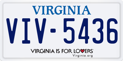 VA license plate VIV5436