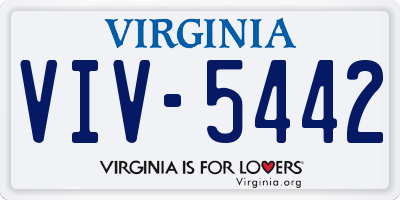 VA license plate VIV5442