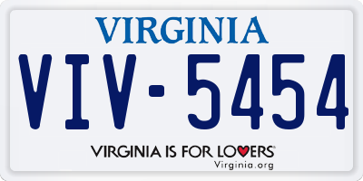 VA license plate VIV5454