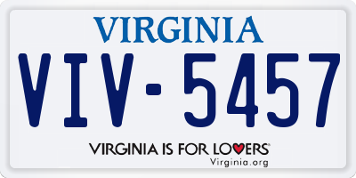 VA license plate VIV5457