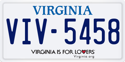 VA license plate VIV5458