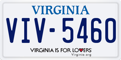 VA license plate VIV5460