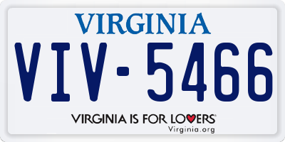 VA license plate VIV5466