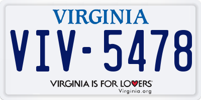 VA license plate VIV5478