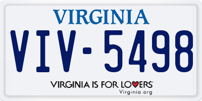 VA license plate VIV5498